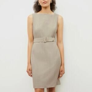 M.M. LAFLEUR The Cynthia 1.0 Dress Washable Wool Twill Natural Melange 8 NWT